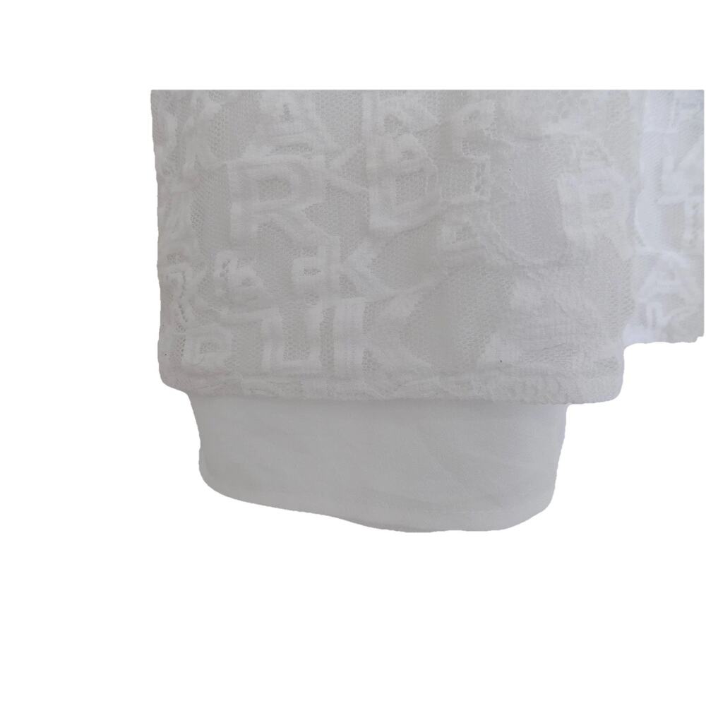 Karl Lagerfeld white lace blouse short sleeve size Large - Picture 3 of 9